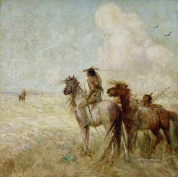les bison chasseurs nathaniel hughes john baird far west Peinture à l'huile